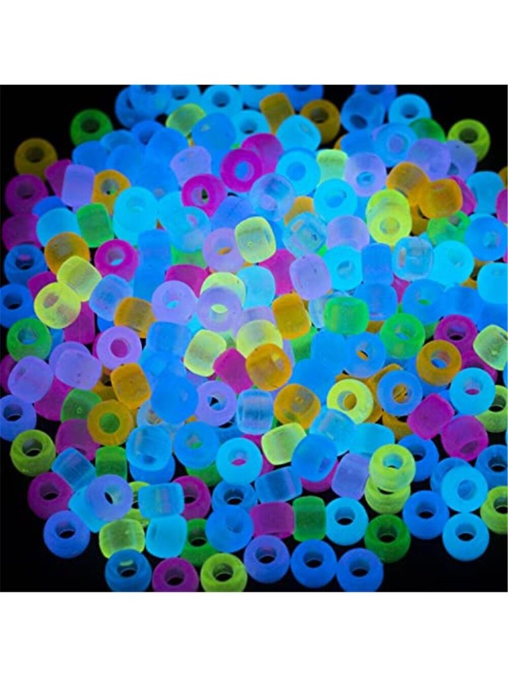 1000Pcs Glow in The Dark Pony Beads Bulk for Hair Kandi Bracelet Keychains